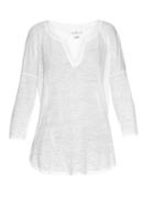 Velvet By Graham & Spencer Genesis Drop-shoulder Burnout-linen Top