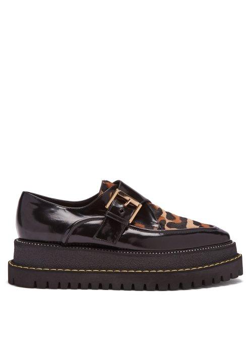Matchesfashion.com No. 21 - Raised Sole Monk Strap Leather Shoes - Womens - Leopard