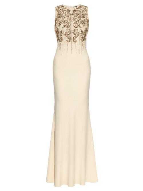 Alexander Mcqueen Floral Chain-embellished Crepe Gown