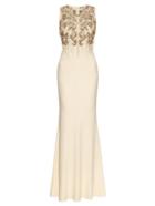Alexander Mcqueen Floral Chain-embellished Crepe Gown