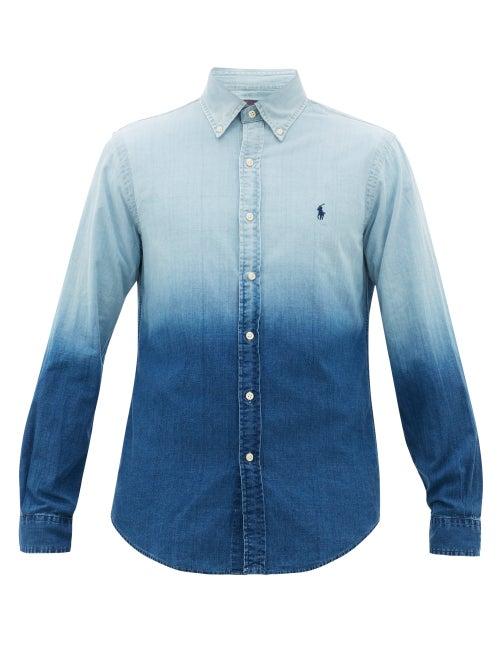Matchesfashion.com Polo Ralph Lauren - Dip-dye Slim-fit Cotton-blend Oxford Shirt - Mens - Blue