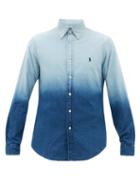 Matchesfashion.com Polo Ralph Lauren - Dip-dye Slim-fit Cotton-blend Oxford Shirt - Mens - Blue