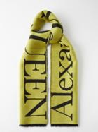 Alexander Mcqueen - Logo-intarsia Wool Scarf - Womens - Black Yellow
