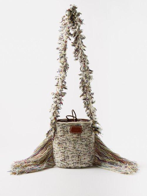 Chlo - Jorge Fringed Wool-blend Shoulder Bag - Womens - Blue Multi
