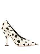 Matchesfashion.com Burberry - Dalmatian Print Calf Hair Pumps - Womens - Black White