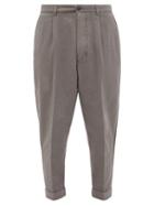 Matchesfashion.com Ami - Tailored Cotton Carrot-leg Trousers - Mens - Grey