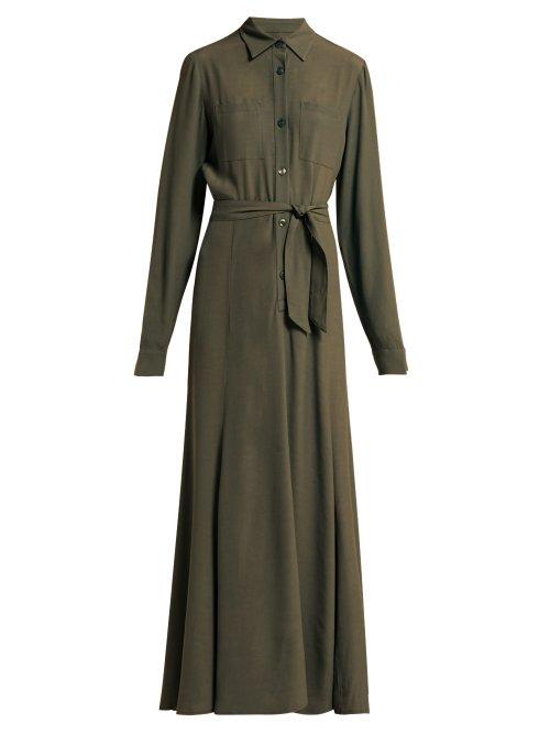Matchesfashion.com Albus Lumen - Azul Belted Crepe Maxi Dress - Womens - Dark Green