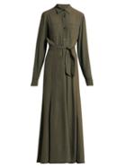 Matchesfashion.com Albus Lumen - Azul Belted Crepe Maxi Dress - Womens - Dark Green