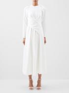 E.stott - Susannah Detachable-sleeve Wool-crepe Midi Dress - Womens - Ivory