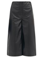 Matchesfashion.com Altuzarra - Sam Leather Cropped Wide-leg Trousers - Womens - Black