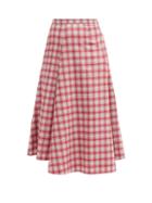 Matchesfashion.com Vika Gazinskaya - High-waist Checked Wool Midi Skirt - Womens - Red Multi