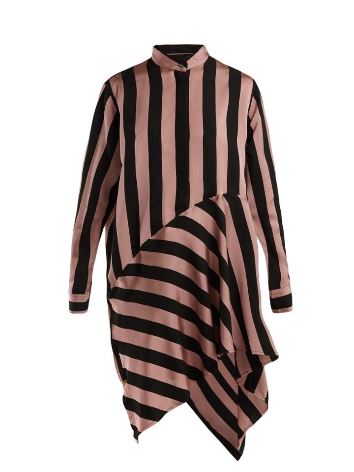 Marques'almeida Striped Asymmetric Satin Shirtdress
