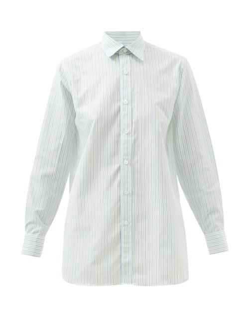 Charvet - Striped Cotton-poplin Shirt - Womens - Green Stripe