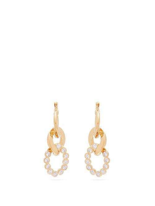 Matchesfashion.com Hillier Bartley - Crystal Curb Link Earrings - Womens - White