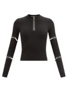 Christopher Kane - Zip-sleeve Ribbed-jersey Long-sleeved Top - Womens - Black