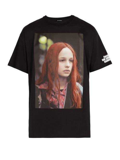 Matchesfashion.com Raf Simons - Christiane F. Photographic Print Cotton T Shirt - Mens - Black