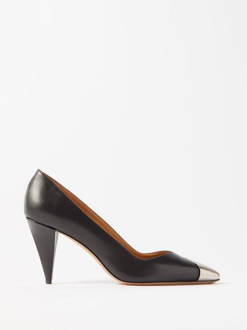 Isabel Marant - Palda 80 Metal Point-toe Leather Pumps - Womens - Black Silver