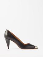 Isabel Marant - Palda 80 Metal Point-toe Leather Pumps - Womens - Black Silver
