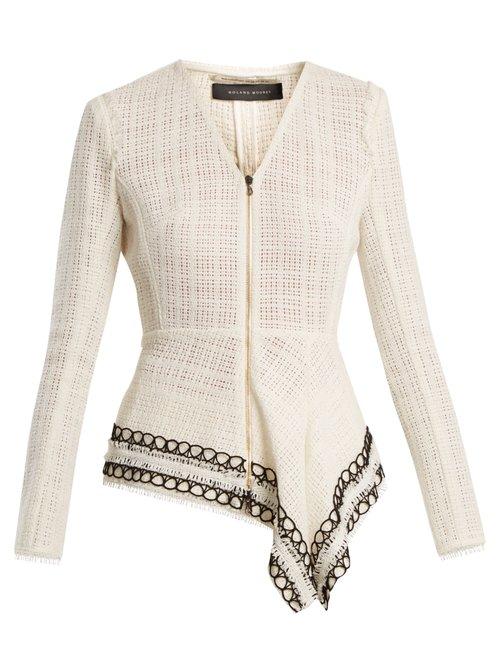 Matchesfashion.com Roland Mouret - Hayton Open Weave Cotton Jacket - Womens - White
