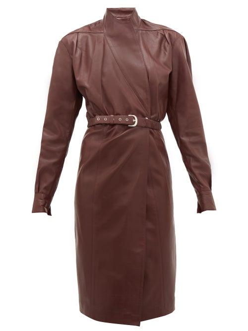 Matchesfashion.com Dodo Bar Or - Tony Belted Leather Wrap Dress - Womens - Burgundy