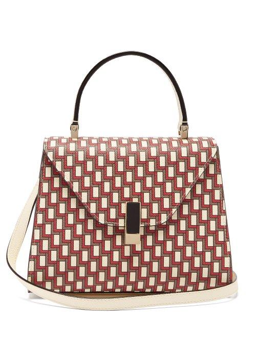 Matchesfashion.com Valextra - Iside Mini Geometric Print Leather Bag - Womens - Red Multi