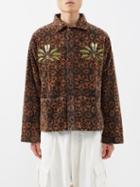 Story Mfg. - Short On Time Printed Cotton-velvet Jacket - Mens - Orange