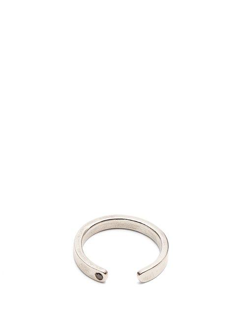 Matchesfashion.com Title Of Work - Open Curve Black Diamond Sterling Silver Ring - Mens - Silver Multi