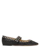 Matchesfashion.com Jimmy Choo - Minette Glitter Embellished Mary Jane Flats - Womens - Black