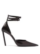 Matchesfashion.com Balenciaga - Ankle-strap Pointed Leather Pumps - Womens - Black