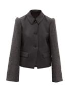 Maison Margiela - Panelled Puffed-shoulder Wool-twill Jacket - Womens - Dark Grey