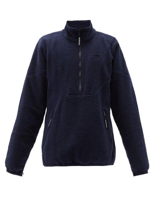 Matchesfashion.com Balenciaga - High-neck Logo-embroidered Fleece Jacket - Mens - Navy