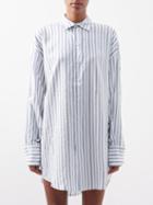 Sa Su Phi - Roberta Oversized Striped Silk-twill Shirt - Womens - Blue White