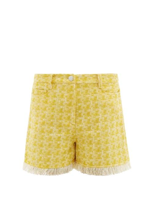Matchesfashion.com Staud - Sorno Fringed Tweed Shorts - Womens - Yellow