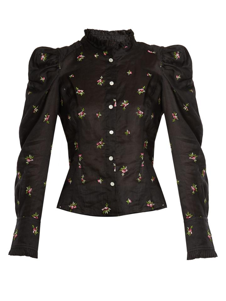 Isabel Marant Utah Floral-embroidered Ramie Blouse
