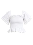 Matchesfashion.com Molly Goddard - Sydney Ruffle Trimmed Smocked Cotton Top - Womens - White