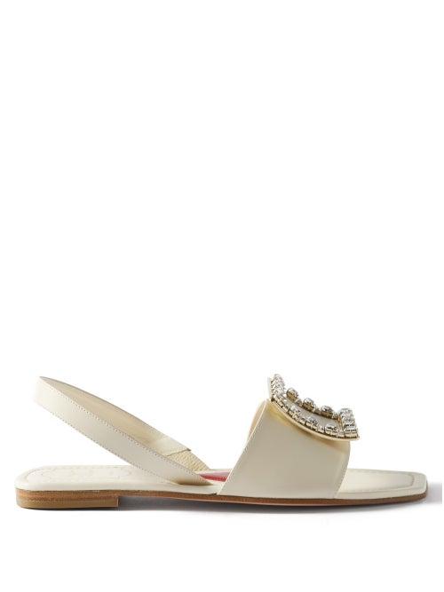 Roger Vivier - Biki Love Crystal-embellished Leather Sandals - Womens - Beige