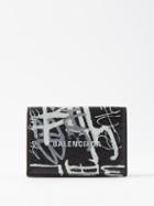 Balenciaga - Cash Graffiti-logo Leather Bi-fold Wallet - Mens - Black