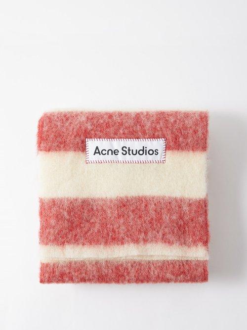 Acne Studios - Vally Breton-stripe Alpaca-blend Scarf - Womens - Red Multi