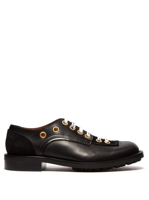 Matchesfashion.com Acne Studios - Suede Panelled Leather Derby Shoes - Mens - Black