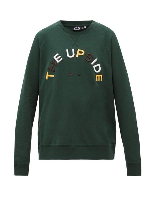 Matchesfashion.com The Upside - Sid Horseshoe Logo Cotton Sweatshirt - Womens - Green Print