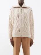 Brunello Cucinelli - Cable-knit Zipped Alpaca-blend Cardigan - Womens - Beige