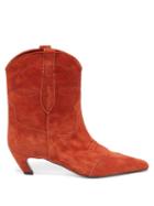 Khaite - Dallas Kitten-heel Suede Western Boots - Womens - Brown