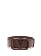 Matchesfashion.com Valentino Garavani - V-logo Leather Belt - Womens - Burgundy