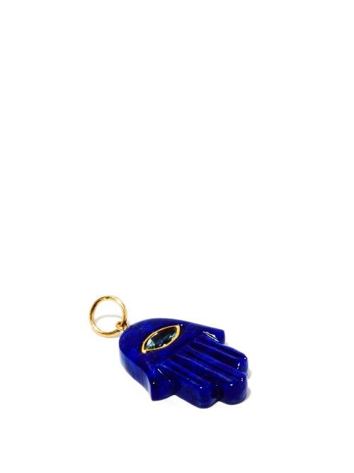 Matchesfashion.com Jacquie Aiche - Hamsa Aquamarine, Lapis Lazuli & 14kt Gold Charm - Womens - Navy