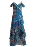 Peter Pilotto Asymmetric Floral-print Silk-georgette Gown