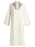 Zeus + Dione Tinos Embroidered Raw Silk Kaftan