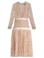Alexander Mcqueen Long-sleeved Plunging Embroidered-tulle Dress