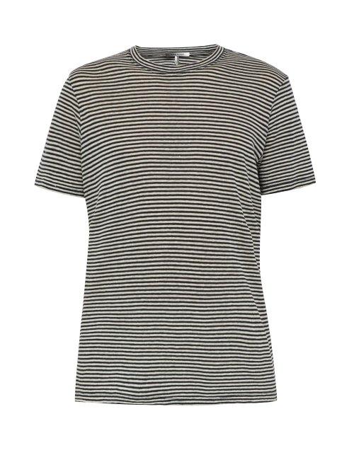 Matchesfashion.com Isabel Marant - Leon Striped Linen And Cotton Blend T Shirt - Mens - White Stripe