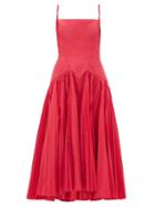 Matchesfashion.com Proenza Schouler - Twisted-strap Pleated Cotton-blend Midi Dress - Womens - Red