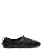 Matchesfashion.com Loewe - Square Toe Logo Tab Leather Oxford Shoes - Womens - Black